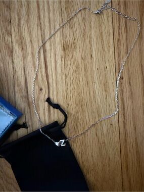 Sterling Silver Heart and Z initial Necklace - Silver